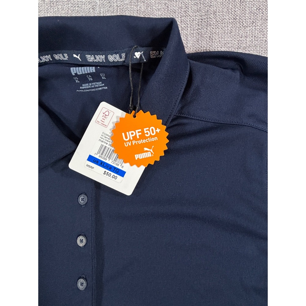 Puma Gamer Polo Golf Shirt Short Sleeve UPF 50 Navy Blue Womens Size XL NWT - Picture 4 of 11